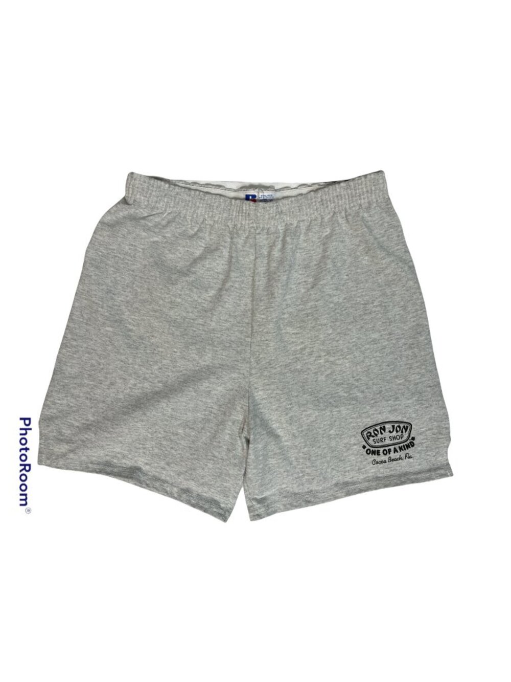Vintage Russell Ron Jon Surf Shop 80s Gym Shorts Gray Florida Mens Large 5" USA